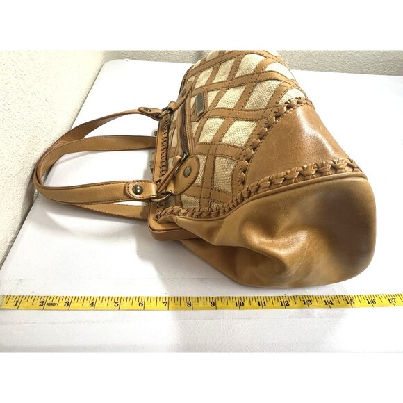 VTG Isabella Fiore Starry Safari Wanda Beaded Satchel Handbag Leather Canvas - Picture 9 of 13